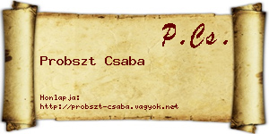 Probszt Csaba névjegykártya